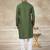 Green colour rayon cotton with weaving sifly kurta pajama mens wear