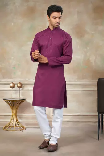 Wine colour rayon cotton with weaving sifly kurta pajama mens wear