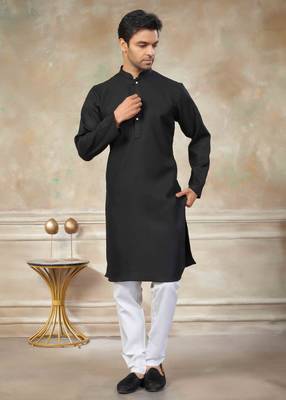 Black colour rayon cotton with weaving sifly kurta pajama mens wear 1