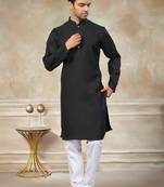 Black colour rayon cotton with weaving sifly kurta pajama mens wear
