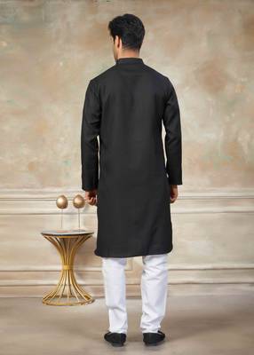 Black colour rayon cotton with weaving sifly kurta pajama mens wear 2