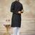 Black colour rayon cotton with weaving sifly kurta pajama mens wear