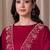 Magenta beads work satin chiffon semi-stitched pant style salwar kameez for wedding party
