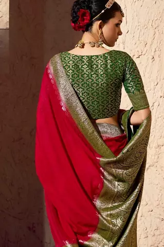crepe georgette saree with zari weaving soft saree with blouse