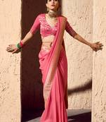 crepe georgette saree with zari weaving soft designer saree with blouse