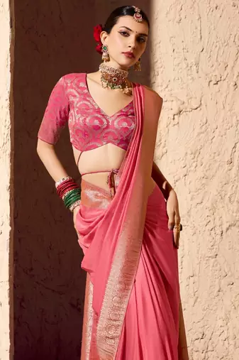 crepe georgette saree with zari weaving soft saree with blouse