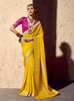 crepe georgette saree with zari weaving soft designer saree with blouse 1