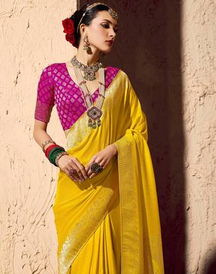 crepe georgette saree with zari weaving soft designer saree with blouse 2