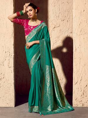 crepe georgette saree with zari weaving soft saree with blouse 1