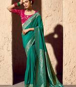 crepe georgette saree with zari weaving soft designer saree with blouse
