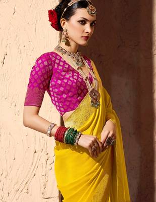 crepe georgette saree with zari weaving soft designer saree with blouse 4