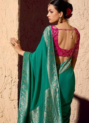 crepe georgette saree with zari weaving soft saree with blouse 2