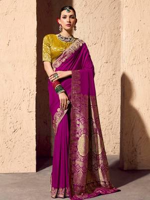 crepe georgette saree with zari weaving soft saree with blouse 1