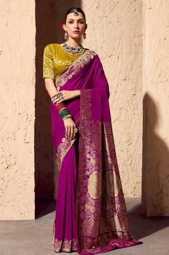 crepe georgette saree with zari weaving soft designer saree with blouse