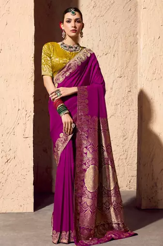 crepe georgette saree with zari weaving soft designer saree with blouse