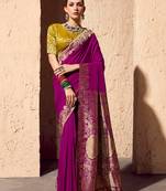 crepe georgette saree with zari weaving soft designer saree with blouse
