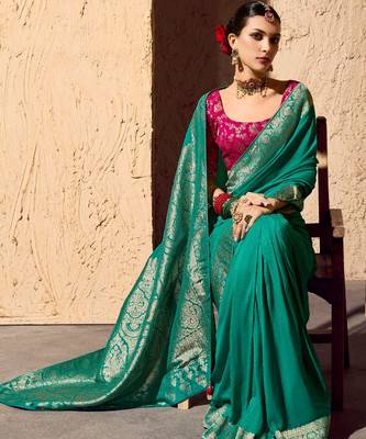 crepe georgette saree with zari weaving soft saree with blouse 3