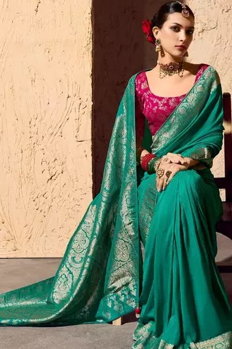 crepe georgette saree with zari weaving soft saree with blouse