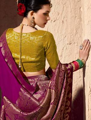 crepe georgette saree with zari weaving soft saree with blouse 3