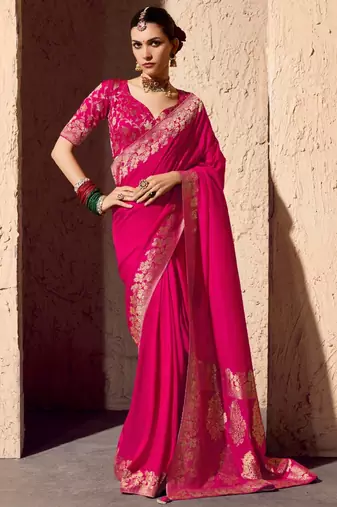 crepe georgette saree with zari weaving soft designer saree with blouse