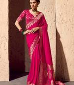 crepe georgette saree with zari weaving soft designer saree with blouse
