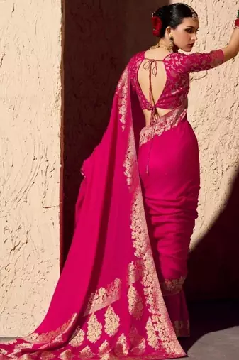 crepe georgette saree with zari weaving soft saree with blouse