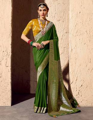 crepe georgette saree with zari weaving soft saree with blouse 1