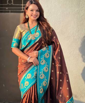Soft silk lotus paithani zari woven saree 2