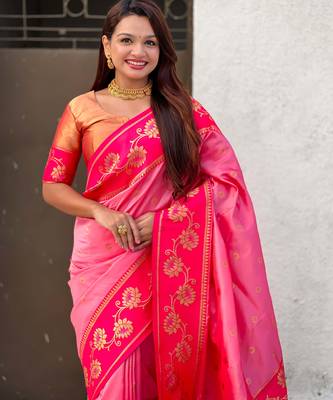 Soft silk lotus paithani zari woven saree 2