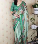 Tussar silk pattachitra traditional printed zari woven saree