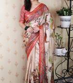 Tussar silk pattachitra traditional printed zari woven saree