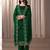 Green beads work satin chiffon semi-stitched pant style salwar kameez for wedding party