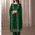 Green beads work satin chiffon semi-stitched pant style salwar kameez for wedding party