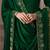 Green beads work satin chiffon semi-stitched pant style salwar kameez for wedding party