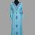 Turquoise-blue color luxurious Handmade Moroccan Kaftan with hijjab