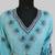 Turquoise-blue color luxurious Handmade Moroccan Kaftan with hijjab