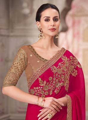 pink beige silk blend embroidered wedding-saree 2