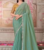 pista green,yellow silk blend embroidered wedding-sarees