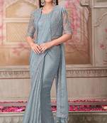 Grey georgette embroidered bollywood-sarees