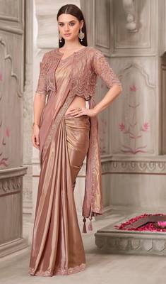 peach silk blend embroidered bollywood-saree 1