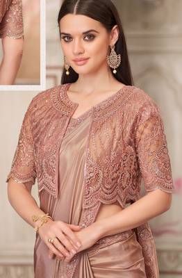 peach silk blend embroidered bollywood-saree 2