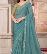 Sea green,pista green georgette embroidered bollywood-sarees