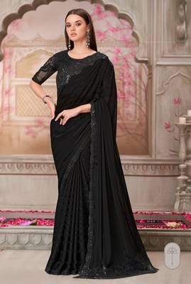 Black georgette embroidered bridal-saree 1