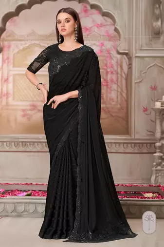 Black georgette embroidered bridal-sarees