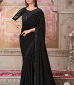 Black georgette embroidered bridal-sarees