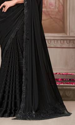 Black georgette embroidered bridal-saree 4