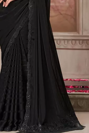 Black georgette embroidered bridal-saree