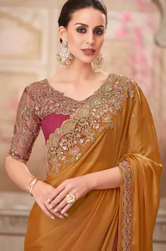 pink silk blend embroidered bridal-saree