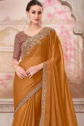 pink silk blend embroidered bridal-saree