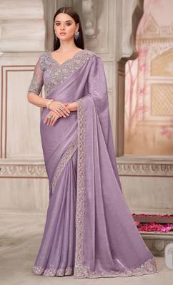 lavender silk blend embroidered bridal-saree 1